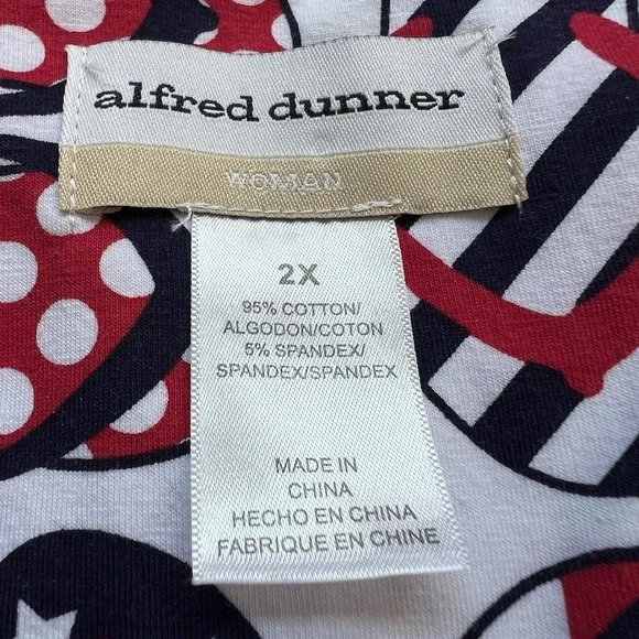 ALFRED DUNNER Patriotic Red White Blue Top Tee Shirt Flip Flops 4th Of July XXL - Picture 3 of 7